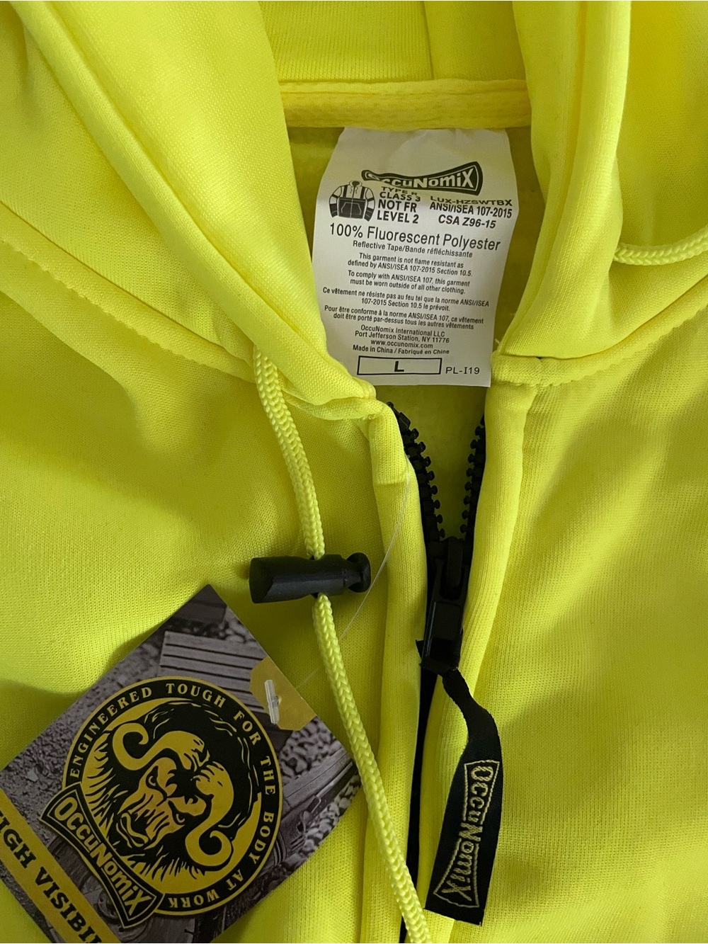 OccuNomix High-Visibility Yellow Safety Hoodie Size Large